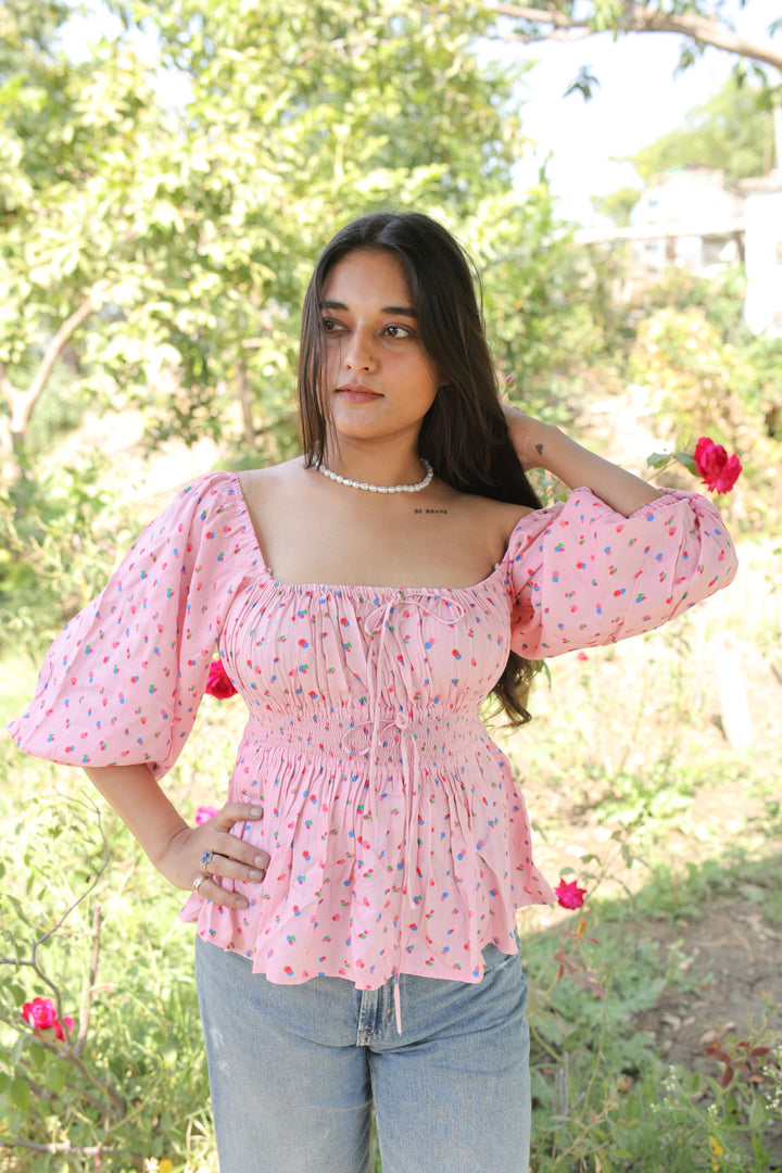 Mehr Top - Pink Ditsy