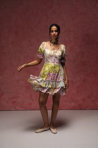 Muse Mini by Arthmod — patchwork Bemberg crepe vacation mini dress